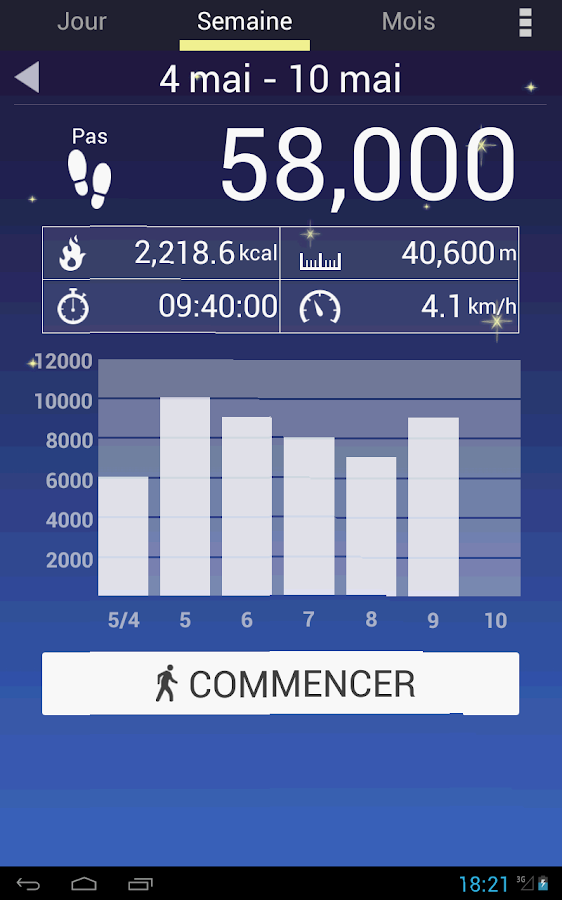   Podomètre- capture d'écran 