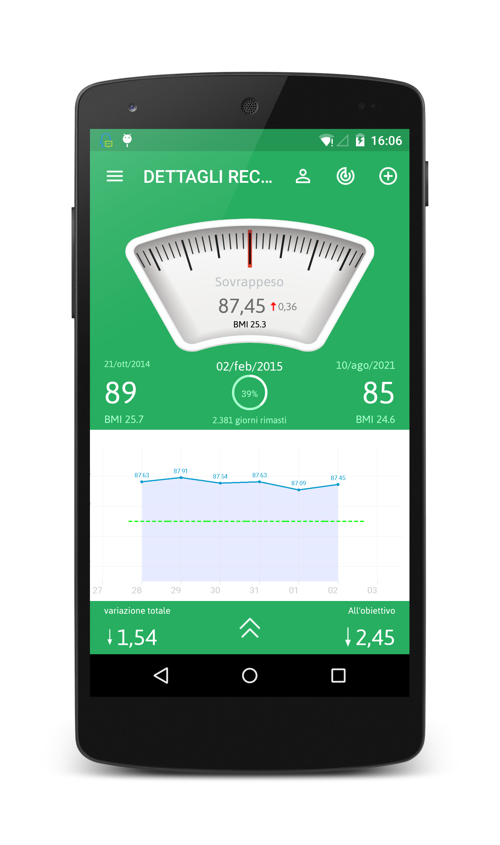 Android application Weight Track Assistant screenshort