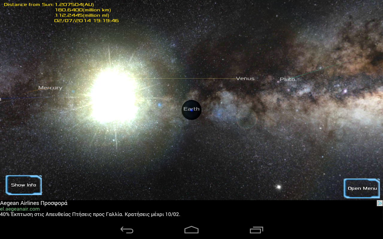 Android application Solar System 3D Viewer screenshort