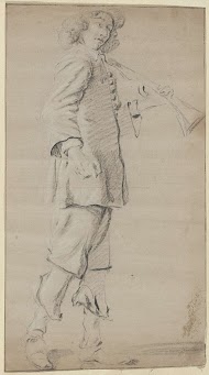 Staande man met geweer op zijn schouder