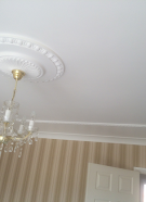 plastered ceiling and fully decorated room