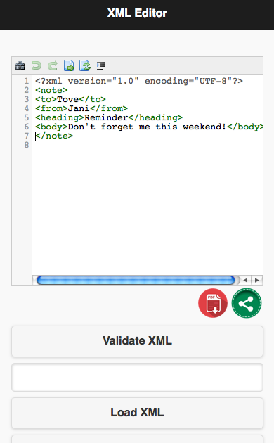 Android application XML Editor and Validator screenshort