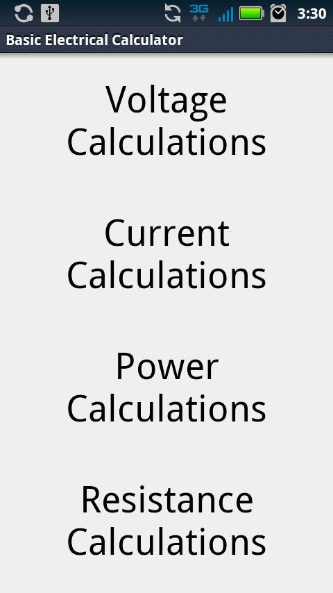 Basic Electrical Calculator - screenshot