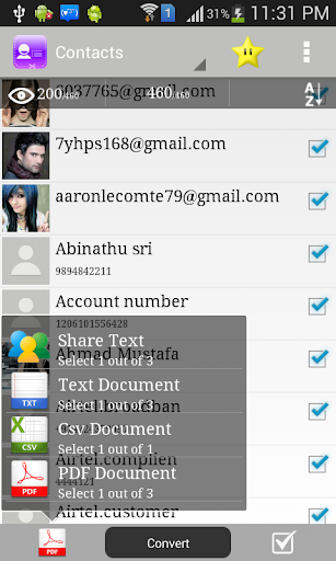 Contacts to PDF