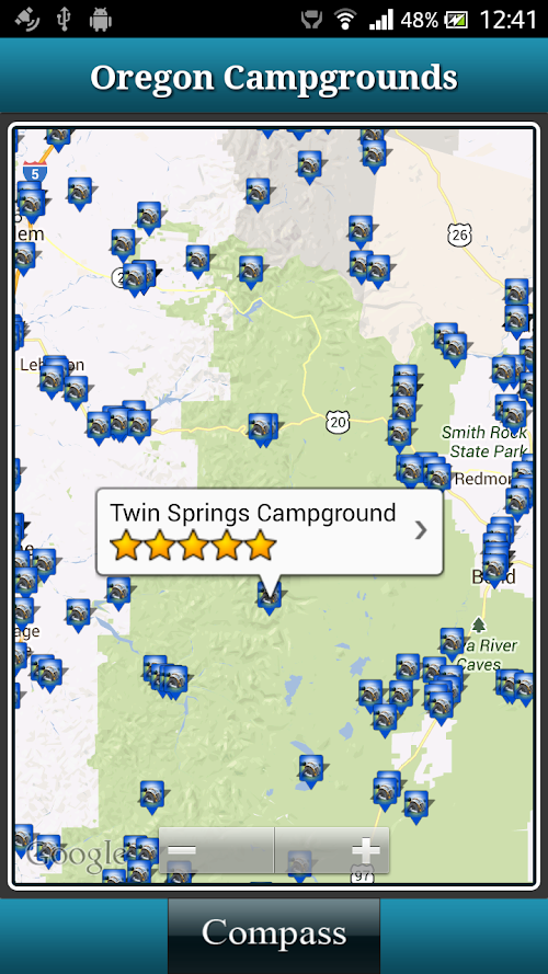 Android application Oregon Campgrounds screenshort
