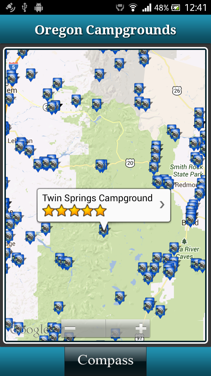 Oregon Campgrounds Screen 1