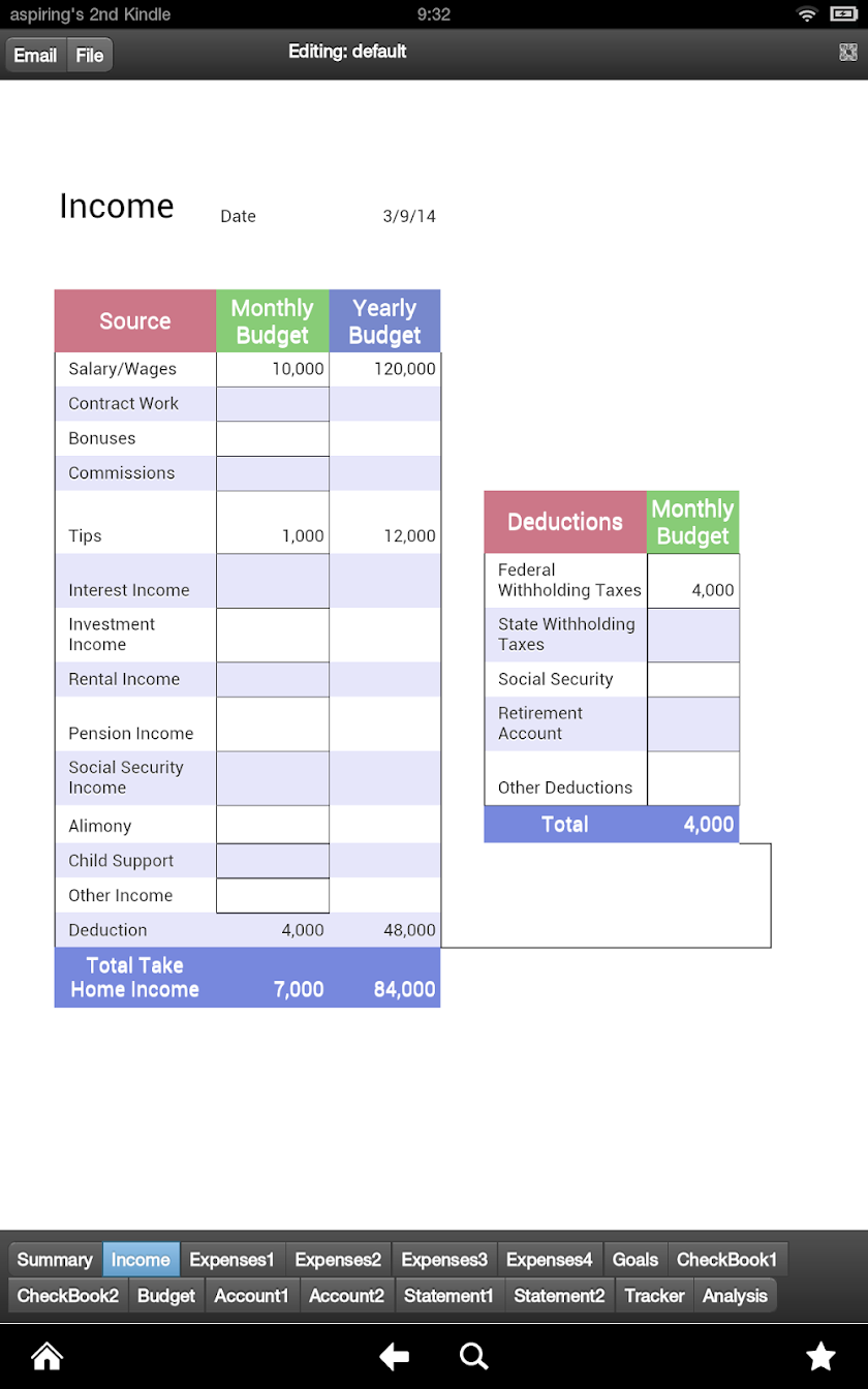 Monthly Budget Manager Screen 2