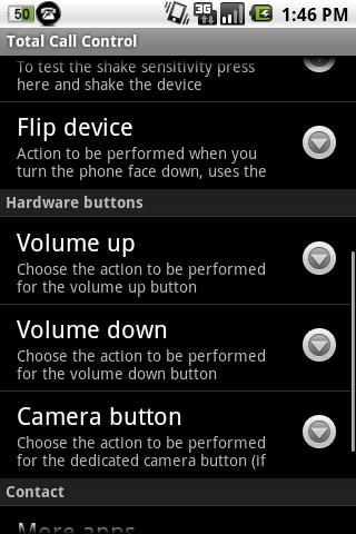 Total Call Control(Shake Call) Screen 2
