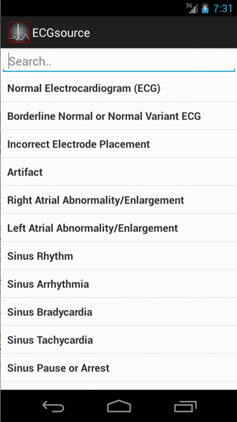 Android application ECGsource screenshort