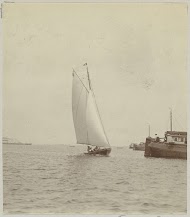 Zeilschip en rijnaak op het water