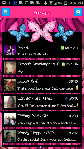 GO SMS - Cute Butterfly 7