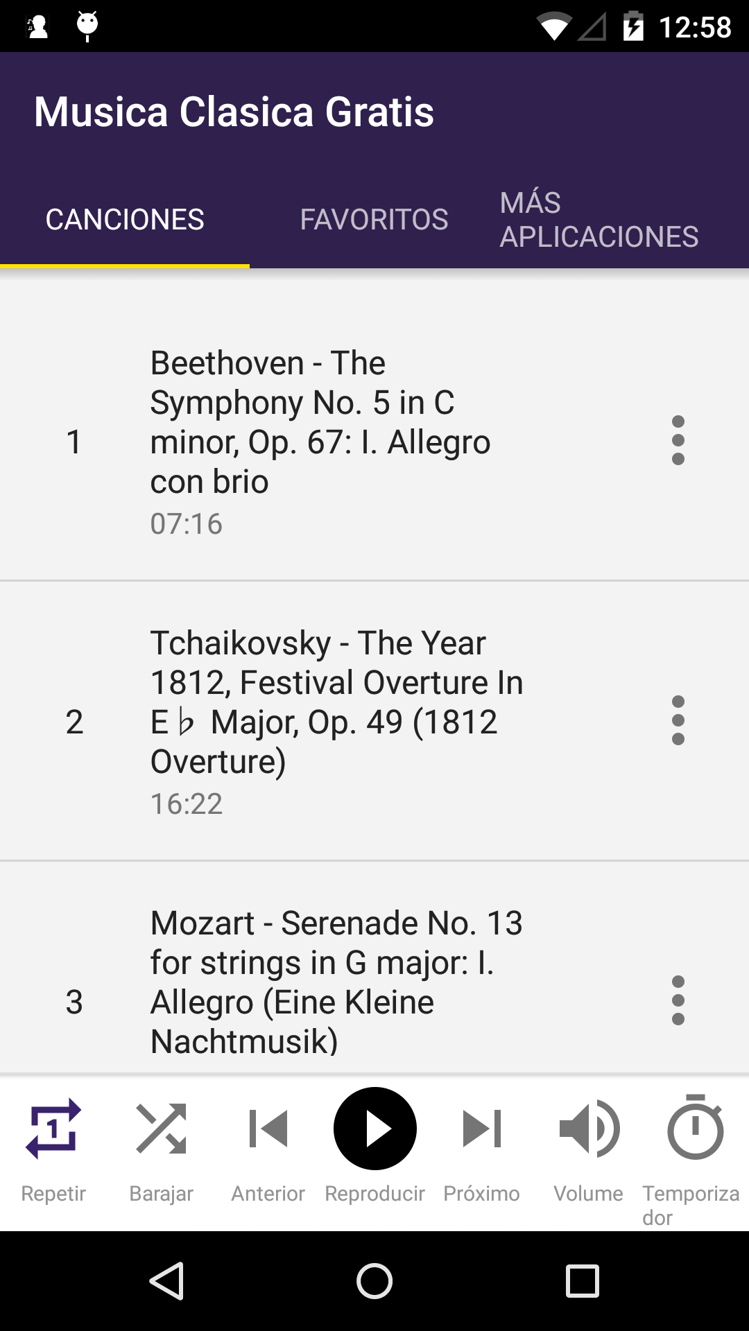 Android application Classical Music screenshort