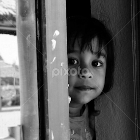 Peeping...... by Kushal Ghosh - Black & White Portraits & People