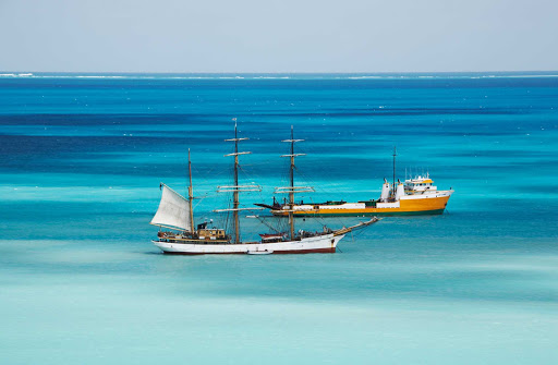 Ships in Rendezvous Bay, Anguilla.