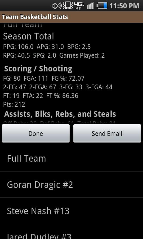 Team Basketball Stats Screen 3