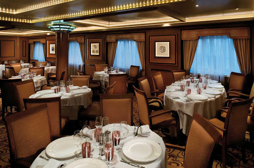 Silver_Spirit_main_restaurant - The Restaurant, the main dining room aboard Silver Spirit, is sure to please with open seating dining, silver, crystal, candlelight and impeccable service.