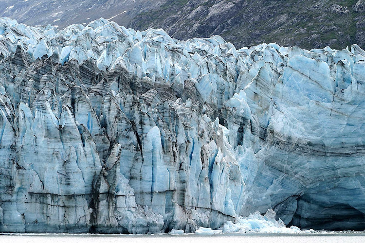 The stratification of the glacier is clearly visible to visitors to Glacier Bay National Park, Alaska.