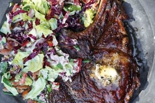 T-Bone Steaks with Black-Pepper Butter