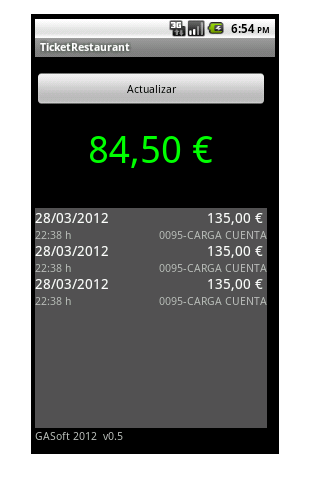 Android application Ticket Restaurant Saldo screenshort