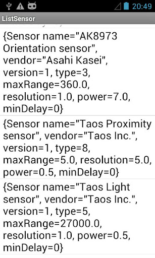 List Sensors