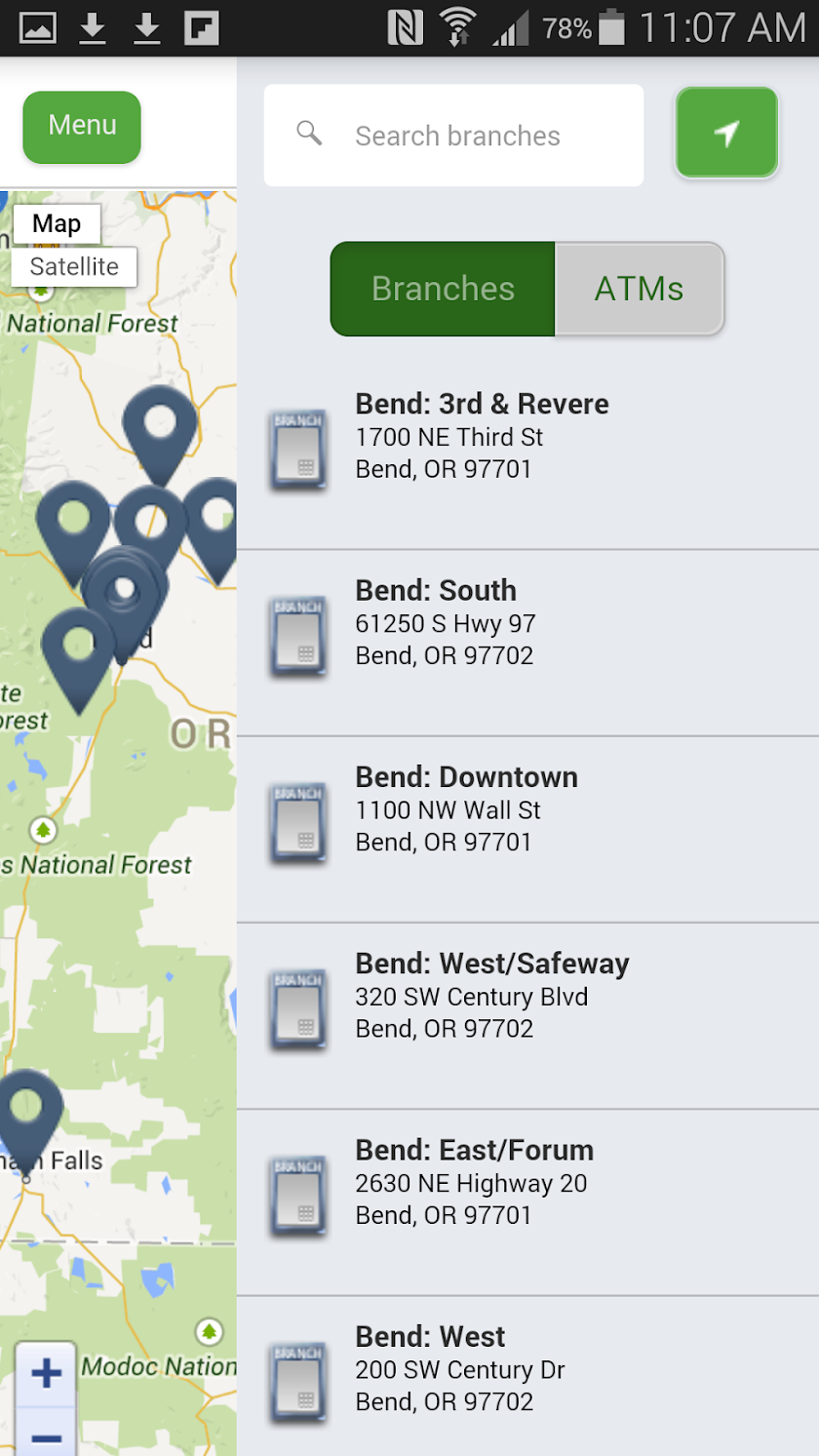 Bank of the Cascades Mobile Screen 2