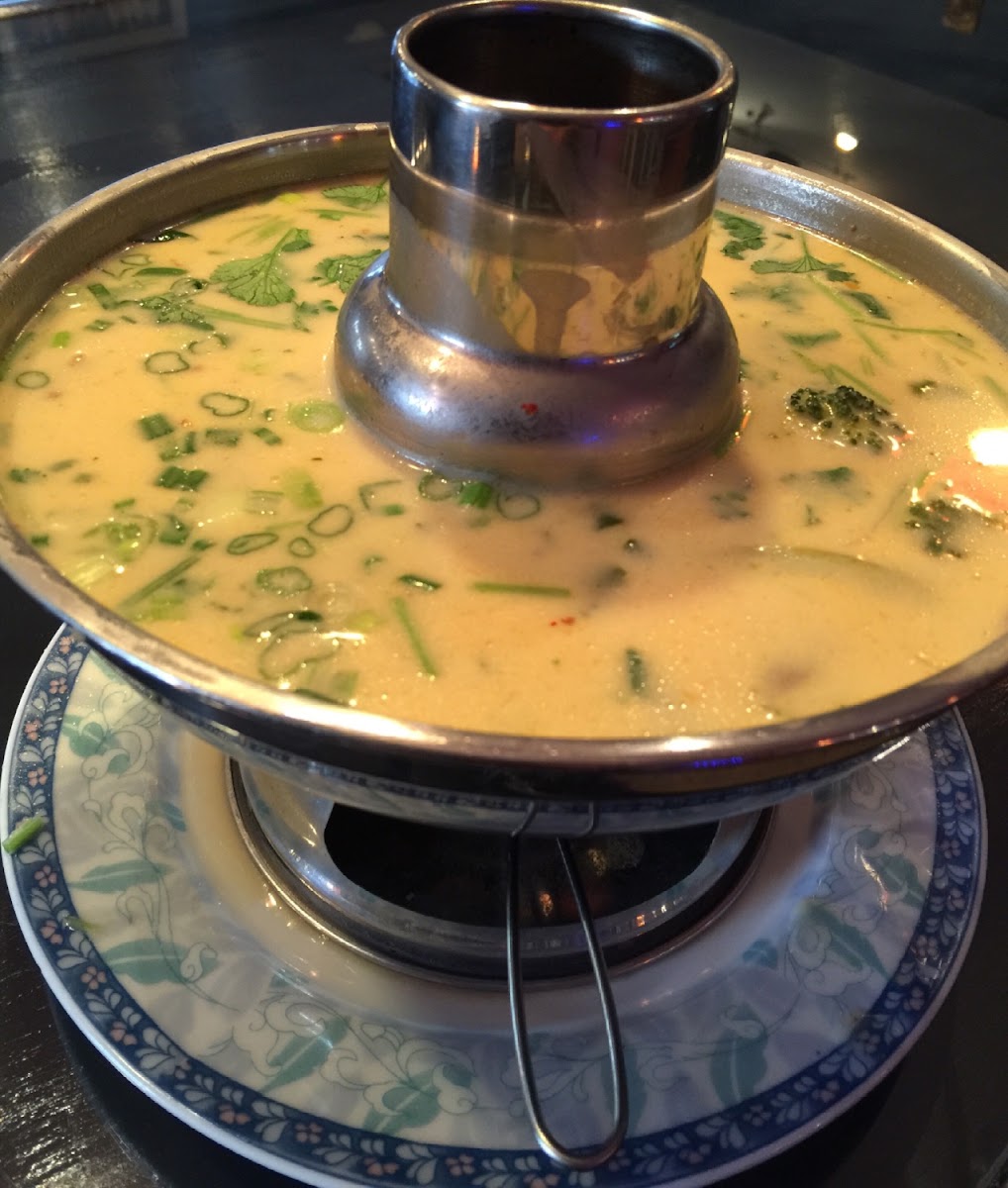 Tom Kha; Coconut and mix Vegetables soup gluten Free.