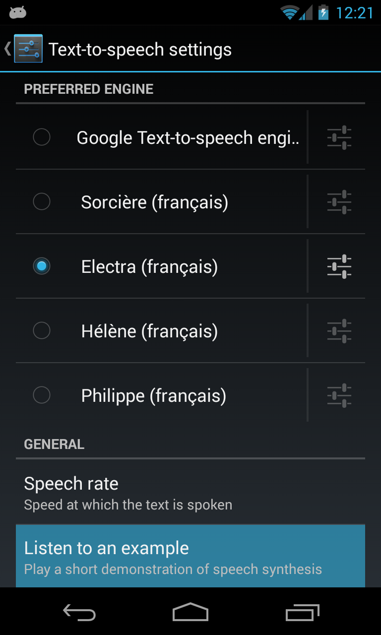 Electra voice (French) Screen 3