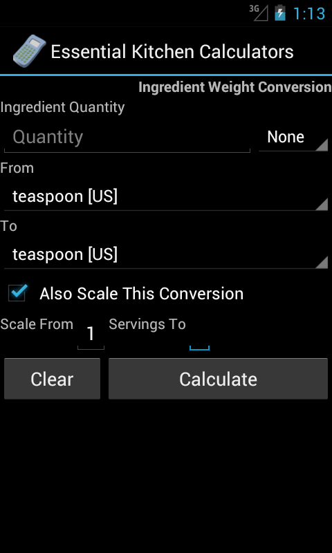 Essential Kitchen Calculators Screen 2