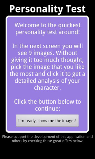 Personality Test Android app Screenshot 1