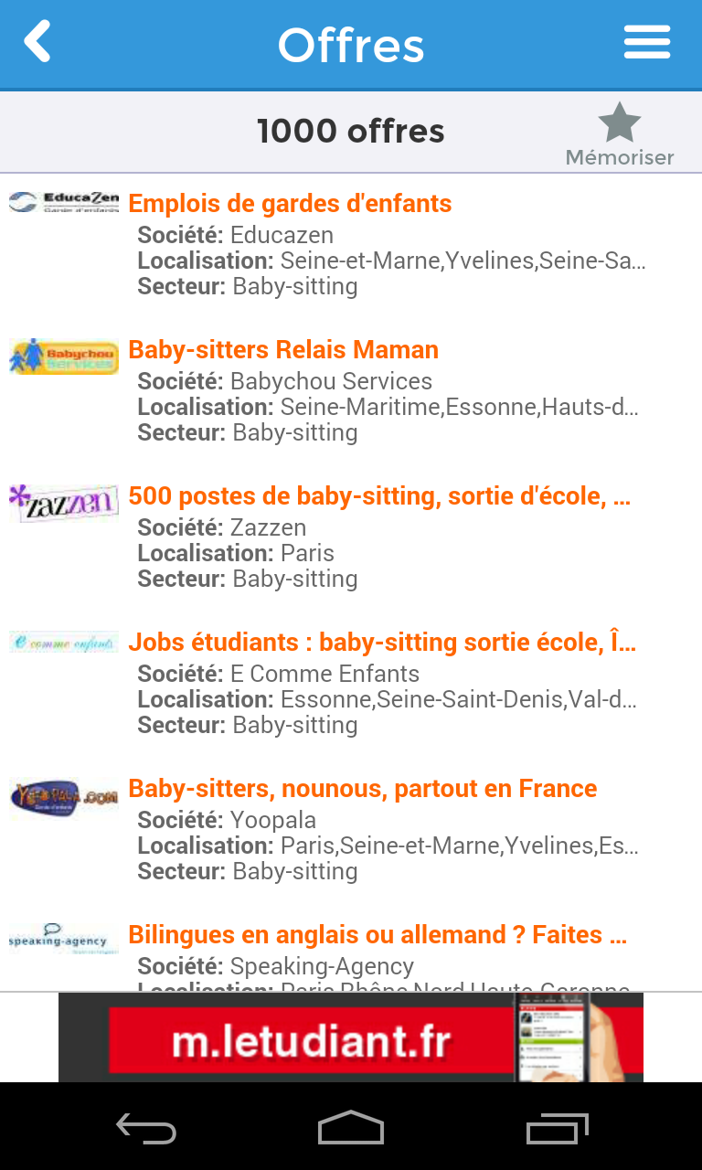 Jobs pour étudiants Screen 2