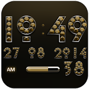 Digi Clock Widget Gold Diamond