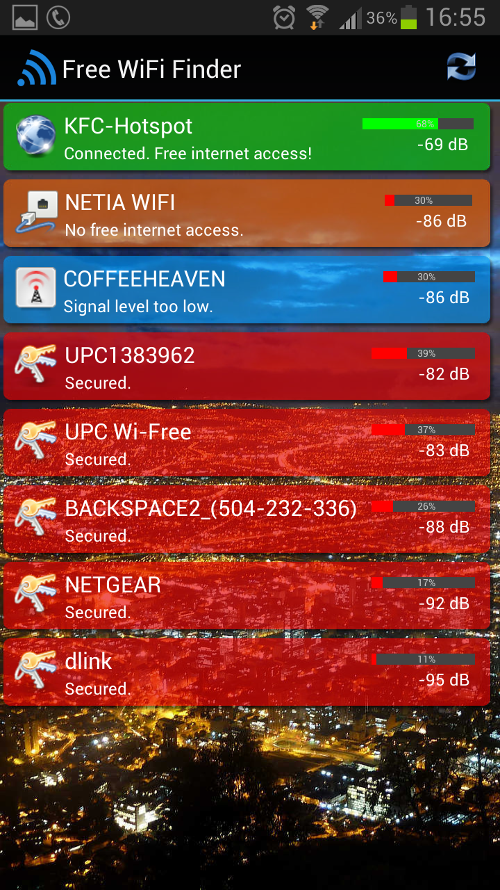 Android application Free WiFi Internet Finder screenshort
