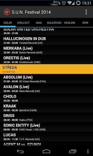 S.U.N. Festival 2014 Timetable