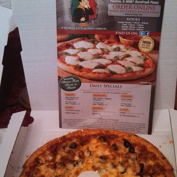 12 inch olive, garlic, sausage pizza!