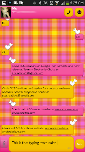 GO SMS - Pink Yellow Plaid 2