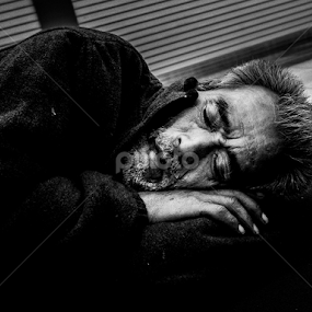 Sleeping Man by Kurt K Gledhill - Black & White Portraits & People