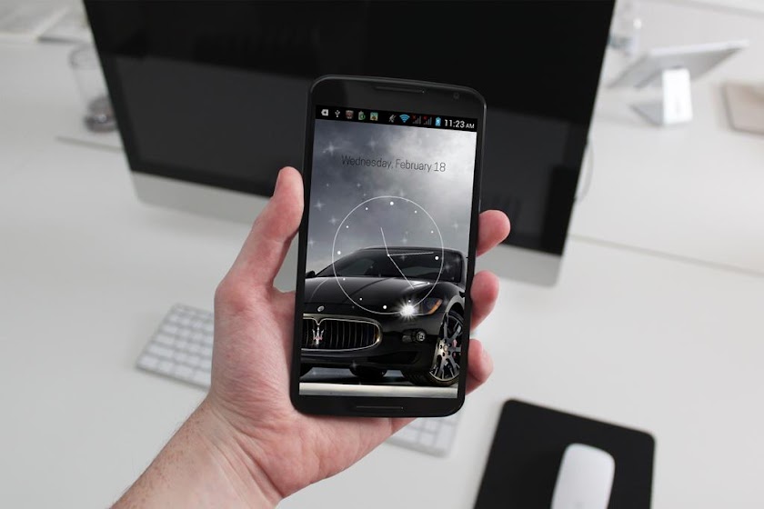 Dashing Black Car Analog Clock Screen 3