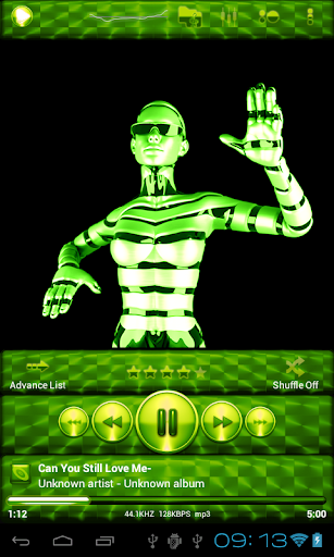 Poweramp Skin LIME GREEN BRUSH