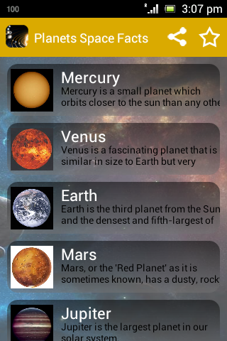 惑星の宇宙の事実