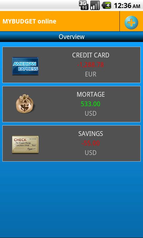 MyBudget online Screen 3