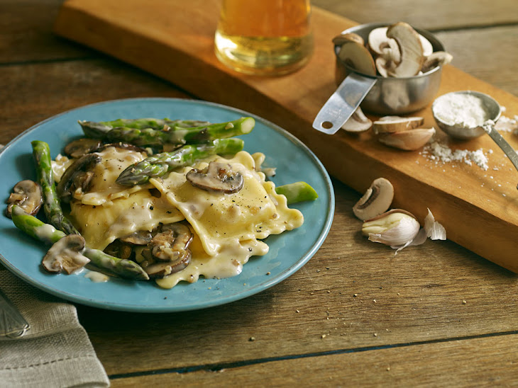 Mushroom Sauce ravioli Cream sauce mushroom Asparagus  Ravioli Sherry  and with Recipe recipe Yummly