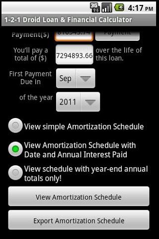 Loan &amp; Mortgage Calc Screen 3