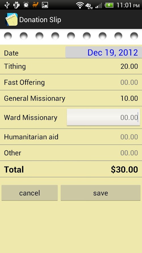Android application Full Tithe-LDS Tithing Tracker screenshort