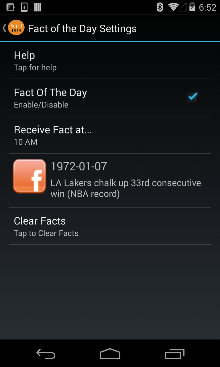 Pebble / Fact of the Day Screen 1