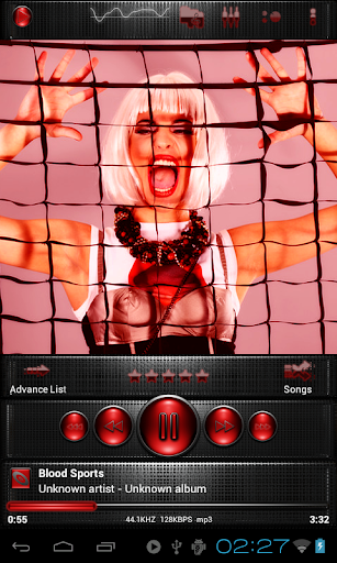 Poweramp skin TITANIUM REDGRID