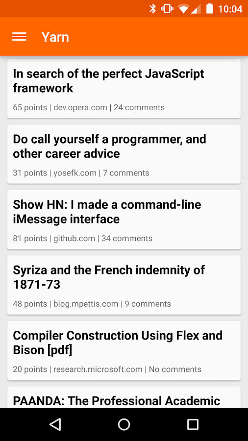 Yarn for Hacker News - screenshot