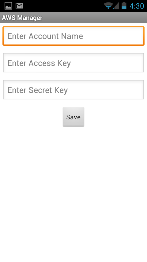 Android application AWSManager screenshort