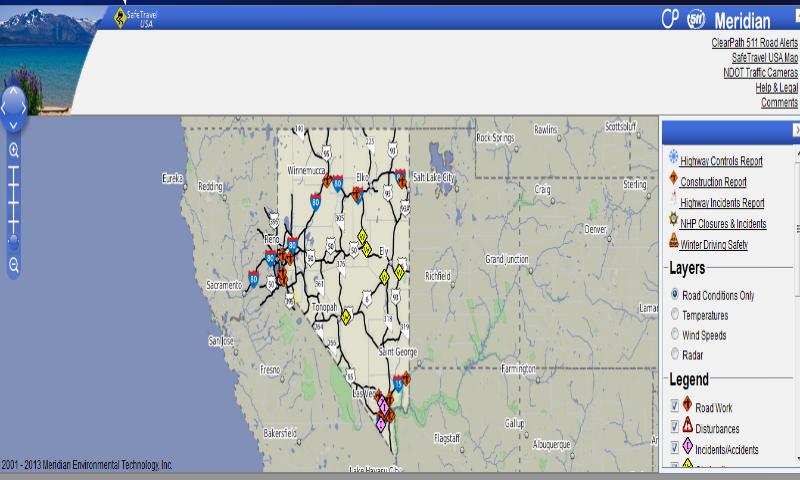 Nevada Road Conditions NDOT Screen 1