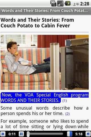 VOA Special English Player Screen 2