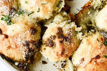 Cheesy Pesto Skillet Pull Apart Bread